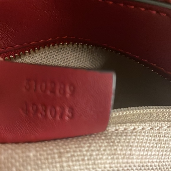 Gucci Red Satchel with Embossed Pattern and Gold Hardware - Picture 9 of 9